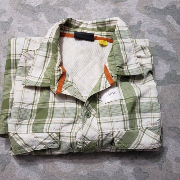Cabela's Shirt Mens XL Green Plaid Pockets Short Sleeve‎ Button-Up - Picture 11 of 11